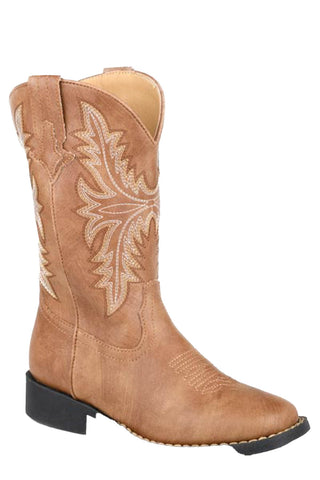 Roper Youth Unisex Luke Tan Faux Leather Cowboy Boots