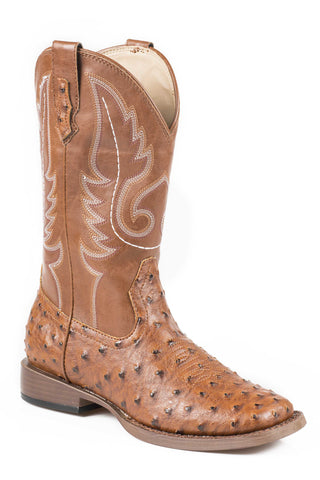 Roper Youth Unisex Bumps Tan Faux Leather Cowboy Boots