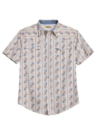 Tin Haul Mens Ranch Wallpaper Cream 100% Cotton S/S Shirt