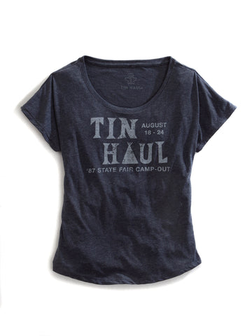 Tin Haul Womens State Fair Camp Out Navy 100% Cotton S/S T-Shirt