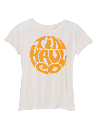 Tin Haul Womens Wavy Circle Print White 100% Cotton S/S T-Shirt