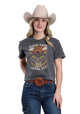 Tin Haul Womens 2010 Wear Your Metal Out Gray 100% Cotton S/S T-Shirt