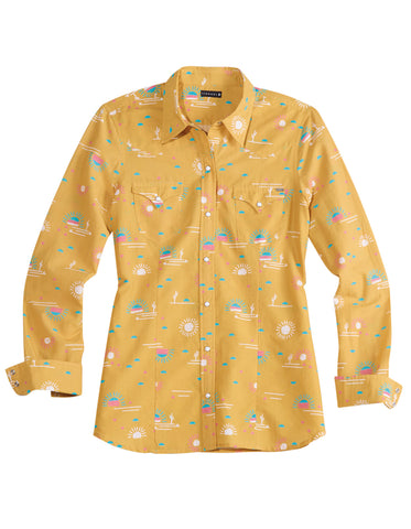 Tin Haul Womens Santa Fe Sun Yellow 100% Cotton L/S Shirt