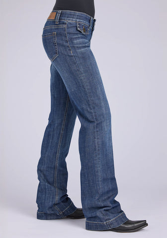Tin Haul Womens 280 Rosie Fit Flaps Blue Cotton Blend Go To Jeans