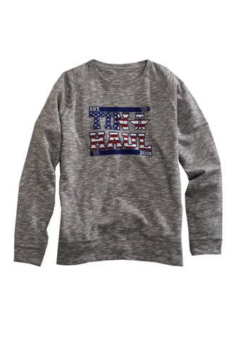 Tin Haul Mens Embroidered Flag Logo Grey 100% Cotton Sweatshirt
