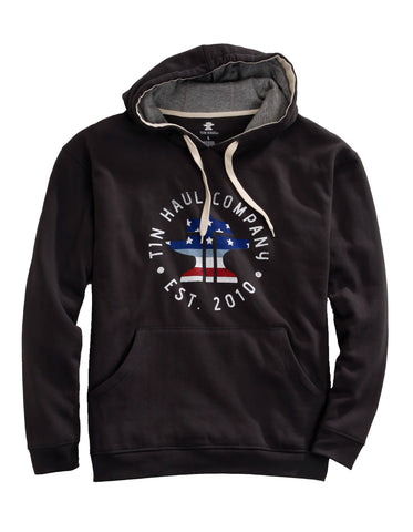 Tin Haul Mens American Anvil Print Grey Cotton Blend Hoodie
