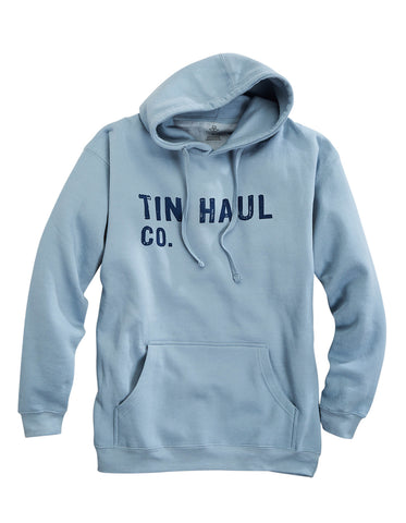 Tin Haul Mens Distressed Logo Blue Cotton Blend Hoodie
