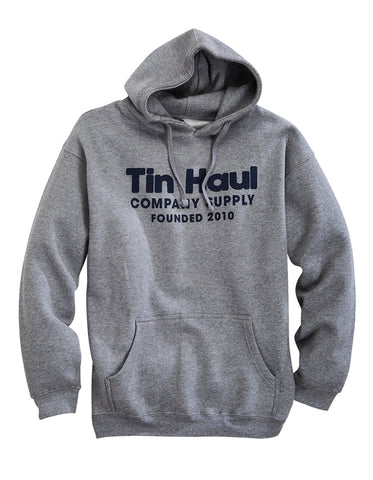 Tin Haul Mens Company Supply Logo Grey Cotton Blend Hoodie
