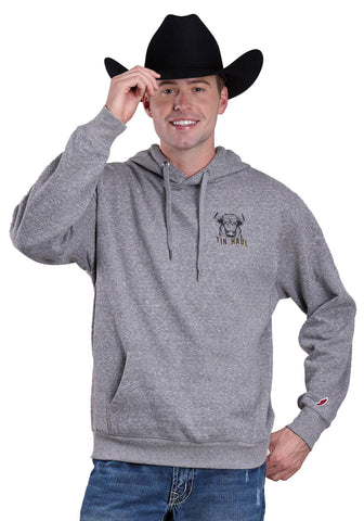 Tin Haul Mens Bold Bull Grey Cotton Blend Hoodie