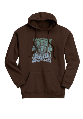 Tin Haul Mens Neon Rock Screenprint Brown Cotton Blend Hoodie