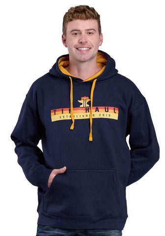 Tin Haul Mens Logo In Sunset Colors Navy/Gold Cotton Blend Hoodie