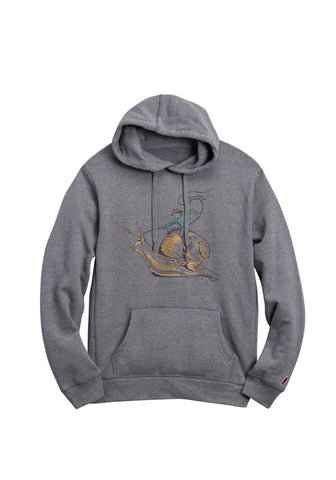 Tin Haul Mens Riding A Snail Grey Poly/Rayon Hoodie