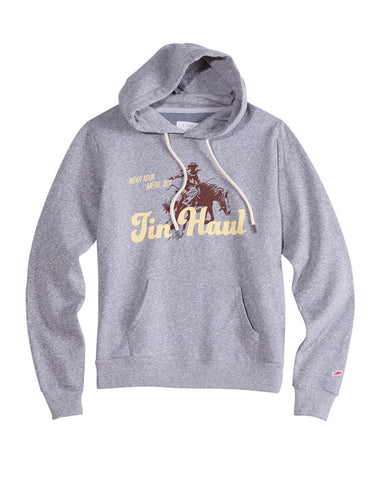 Tin Haul Womens Wear Your Metal Out Bronc Grey Cotton Blend Hoodie