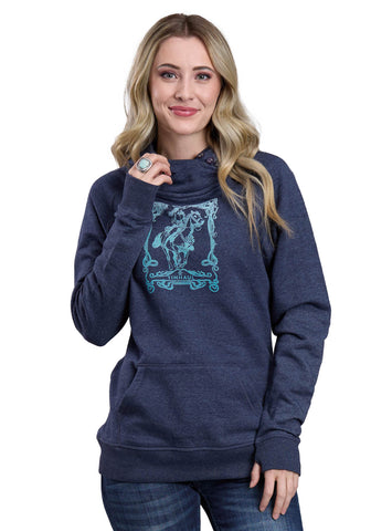 Tin Haul Womens Girl On A Horse Navy Cotton Blend Hoodie