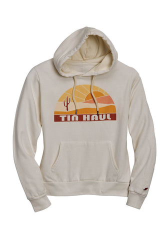Tin Haul Womens Cactus and Sunset White Poly/Cotton Hoodie