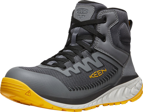 Keen Utility Mens Arvada Mid CT Steel Grey/Keen Yellow Synthetic Work Boots
