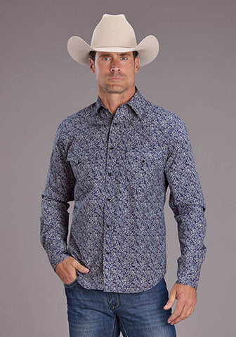Stetson Mens 2523 Vintage Prairie Blue 100% Cotton L/S Shirt