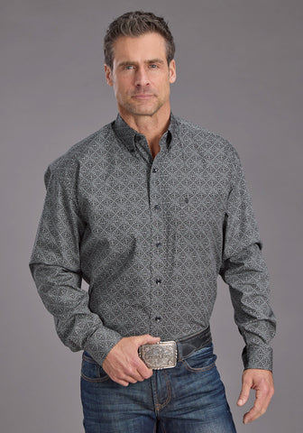 Stetson Mens 2237 Iron Filigree Grey 100% Cotton 1 Pkt L/S Shirt