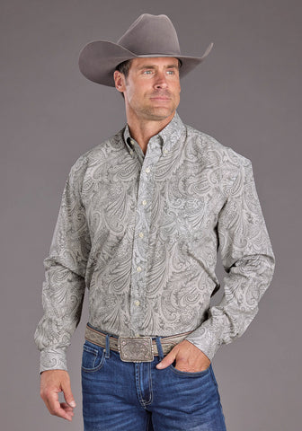 Stetson Mens 2394 Paisley Smoke Grey 100% Cotton 1 Pkt L/S Shirt