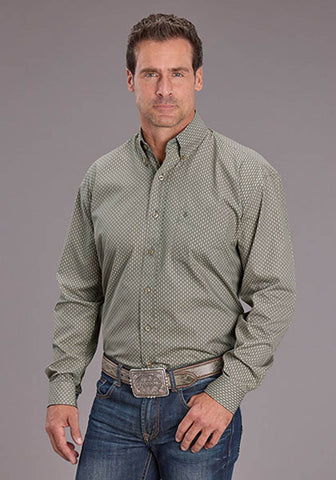 Stetson Mens 2517 Smoke Diamonds Grey 100% Cotton L/S Shirt