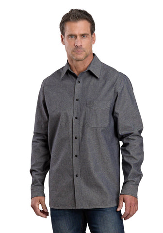 Stetson Mens Chambray 1 Pocket Navy 100% Cotton L/S Shirt