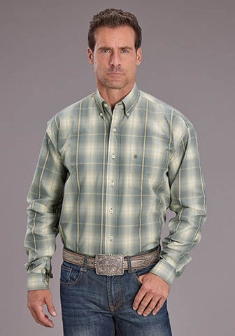 Stetson Mens Gold Dust Ombre Grey 100% Cotton 1 Pkt L/S Shirt