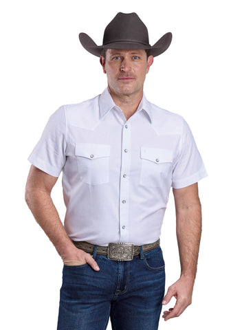 Stetson Mens 2768 Soft Oxford Optic White 100% Cotton S/S Shirt