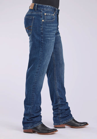 Stetson Mens 1211 Straight Stretch Blue Cotton Blend Jeans