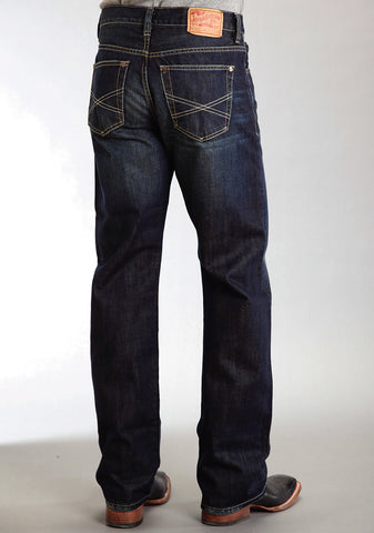 Stetson Mens 1312 Destructed Double Needle X Blue 100% Cotton Jeans