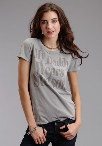 Stetson Womens My Daddy Wears Grey 100% Cotton S/S T-Shirt