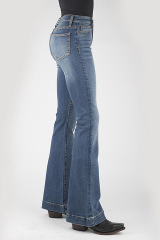 Stetson Womens 921 High Waist Plain Back Blue Cotton Blend Jeans