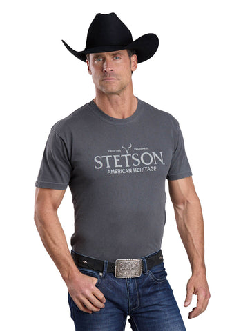 Stetson Unisex American Heritage Trademark Vintage Black 100% Cotton S/S T-Shirt