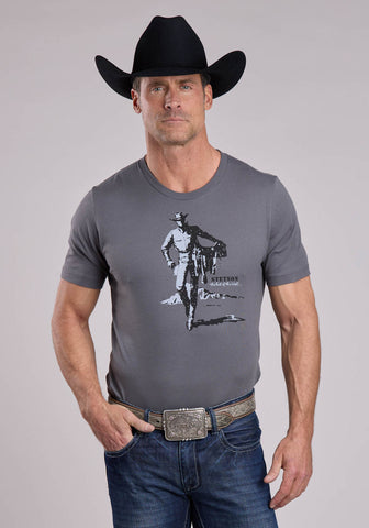 Stetson Unisex Hat Of The West Cowboy Grey 100% Cotton S/S T-Shirt