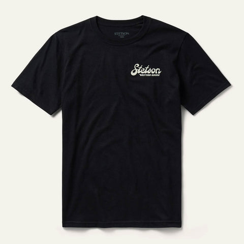 Stetson Unisex Eagle Carrying Stetson Hat Black 100% Cotton S/S T-Shirt