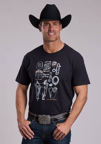 Stetson Unisex Cowboy Accessories Black 100% Cotton S/S T-Shirt