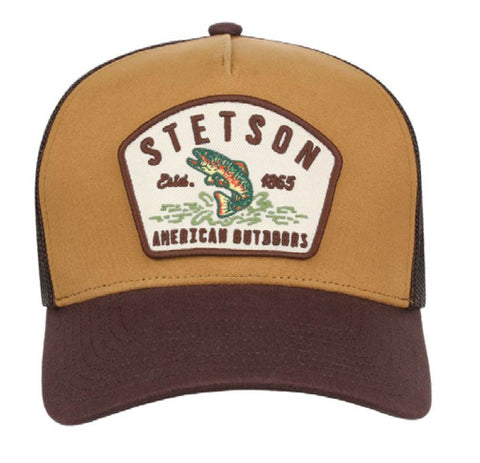 Stetson Unisex American Outdoors Fish Brown/Tan Cotton Blend Baseball Cap Hat