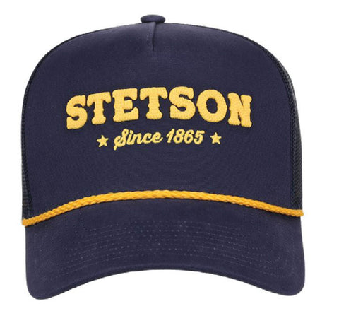 Stetson Unisex Since 1865 Chainstitch Navy/Gold Cotton Blend Baseball Cap Hat