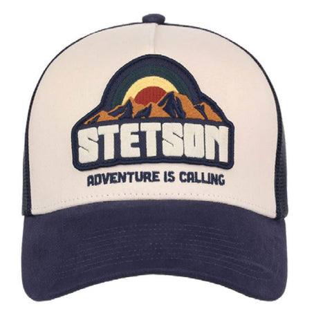 Stetson Unisex Adventure Is Calling Cream/Blue Cotton Blend Baseball Cap Hat