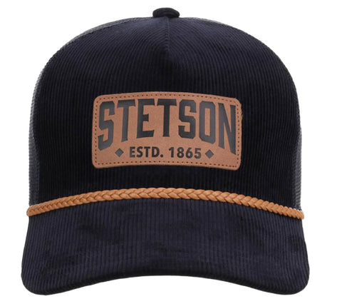 Stetson Unisex Corduroy Established 1865 Black Cotton Blend Trucker Cap