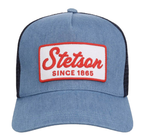Stetson Unisex Red Twill Patch Blue Cotton Blend Trucker Cap