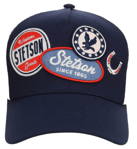 Stetson Unisex Three Patches Stars Blue 100% Polyester Trucker Cap