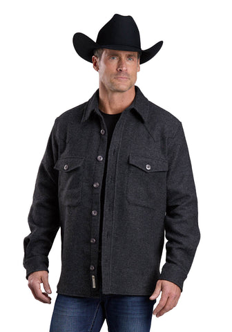 Stetson Mens Western Shirt Charcoal Wool Blend Wool Jacket