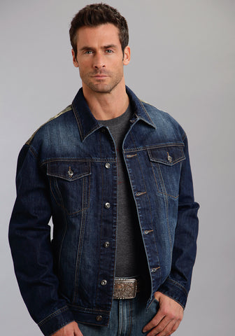 Stetson Mens Camo Back Yoke Blue 100% Cotton Jacket