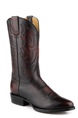 Stetson Mens Carlisle Black Cherry Leather 13in Cowboy Boots