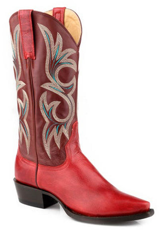 Stetson Womens Lauren 13in Red/Wine Goat Leather Cowboy Boots