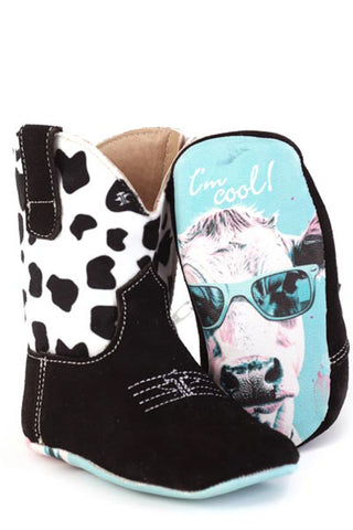 Tin Haul Infant Unisex Cow-A-Bunga Cool Black Suede 4in Cowboy Boots