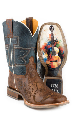 Tin Haul Mens Guitar Man Rock On Brown Leather Cowboy Boots