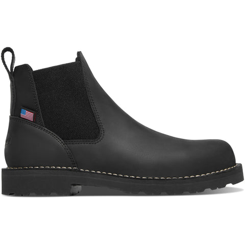 Danner Mens Bull Run Chelsea Black Leather Work Boots