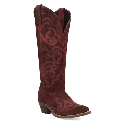 Laredo Womens Sierra Rose Dark Red Suede 15in Cowboy Boots