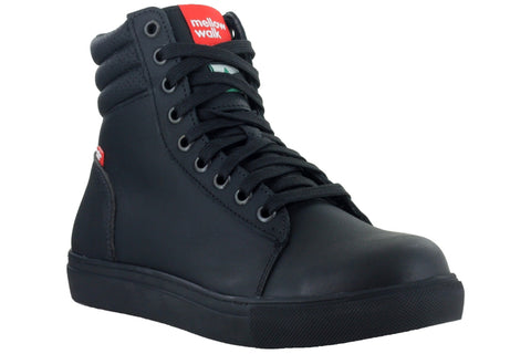 Mellow Walk Womens Jessica EH PR Black Leather Skate-Inspired Work Boots